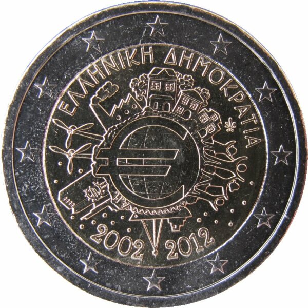 Griechenland 2 Euro 2012 10 Jahre Eurobargeld