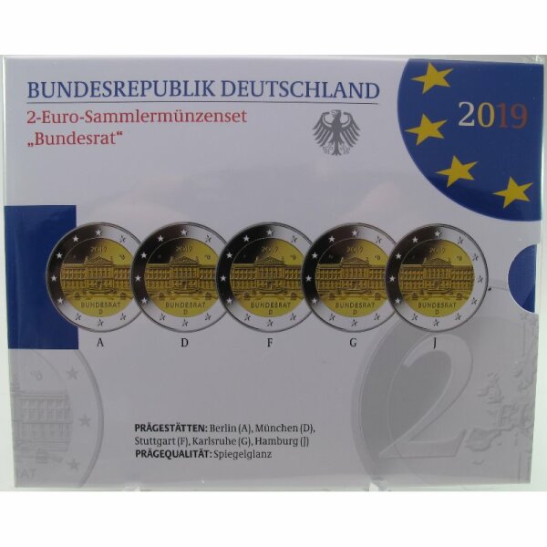 Deutschland 2 Euro Set 2019 Bundesrat pp