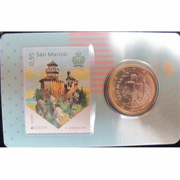 San Marino 1 Euro 2019 Coincard mit Briefmarke