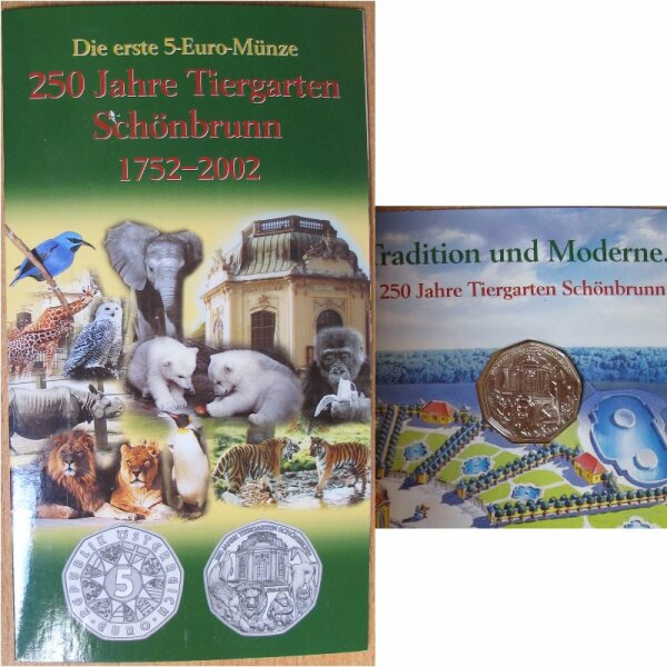 &Ouml;sterreich 5 Euro 2002 Tiergarten Sch&ouml;nbrunn HG