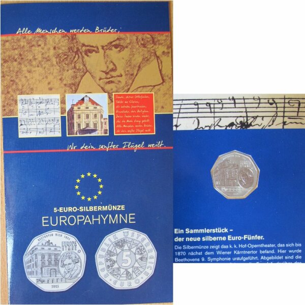 &Ouml;sterreich 5 Euro 2005 Europahymne HG