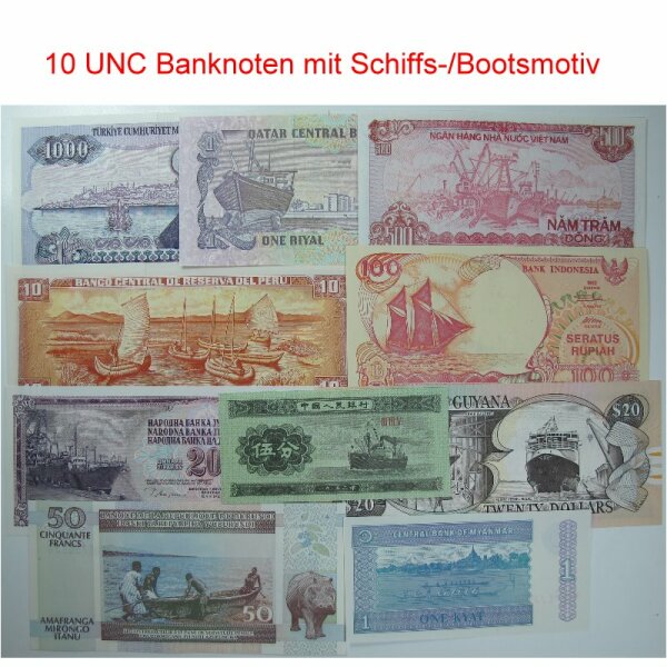 Lot Banknoten Welt - Motiv Schiff