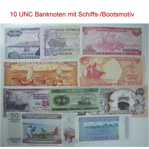 Welt - Lot div. Banknoten Motiv Schiff