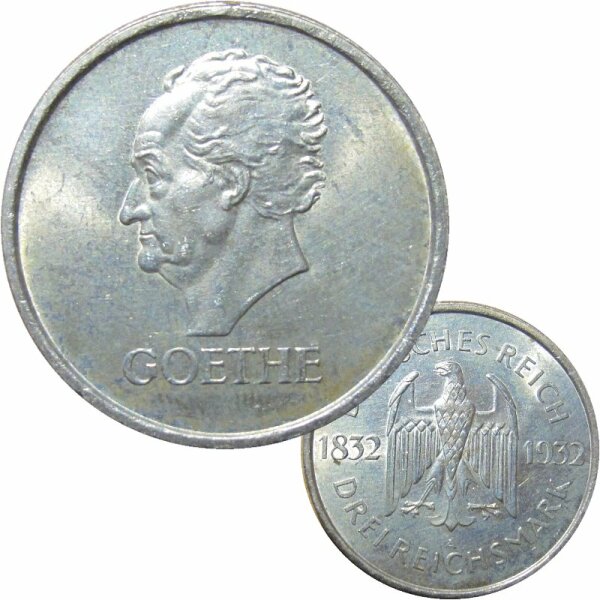 3 Reichsmark 1932 A Goethe J. 350