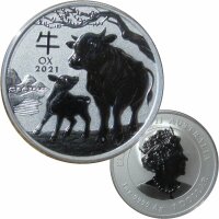 Australien 1 OZ Lunar 2021 Ochse Silber