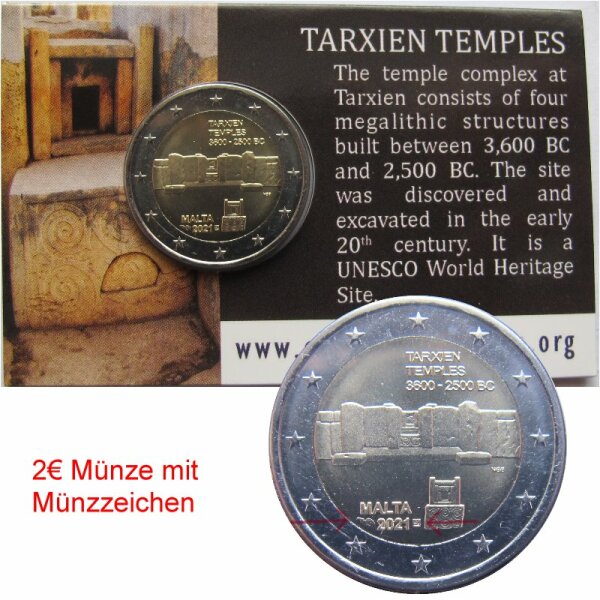 Malta 2 Euro 2021 Tarxien Coincard