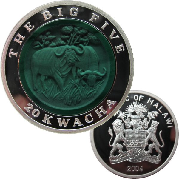 Malawi 20 Kwacha 2004 Büffel 1 OZ Silber - The Big Five