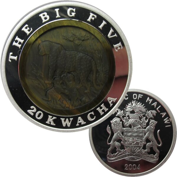 Malawi 20 Kwacha 2004 Leopard 1 OZ Silber - The Big Five