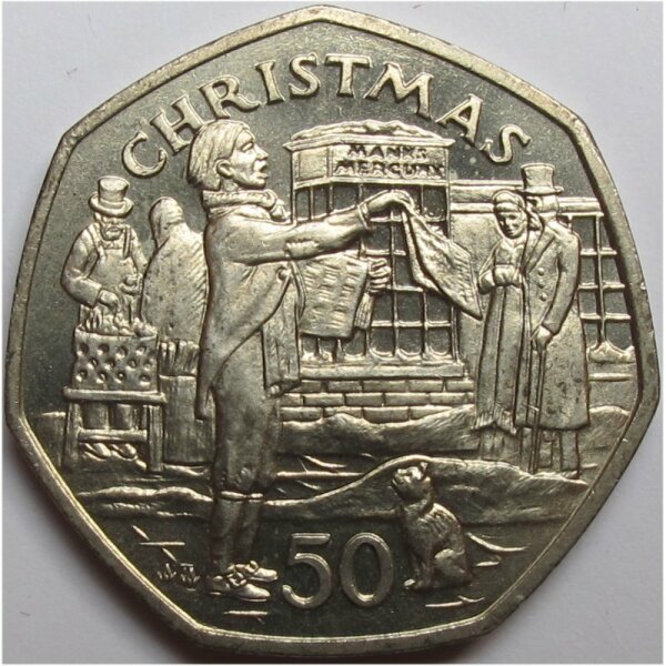 Isle of Man 50 Pence 1992 Christmas KM# 335