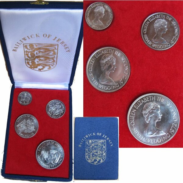 Jersey Set 4 Münzen 1972 Silver Wedding KM# MS2