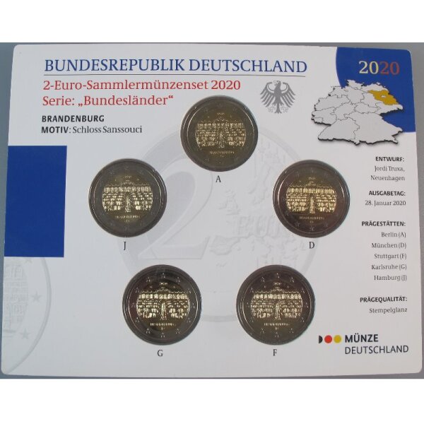 Deutschland 2 Euro Set 2020 Sanssouci st