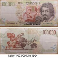 Italien 100.000 Lire 1994 Caravaggio P. 117b