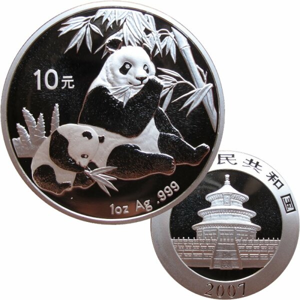 China 10 Yuan Panda 2007 1 OZ Silber
