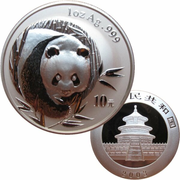 China 10 Yuan Panda 2003 1 OZ Silber