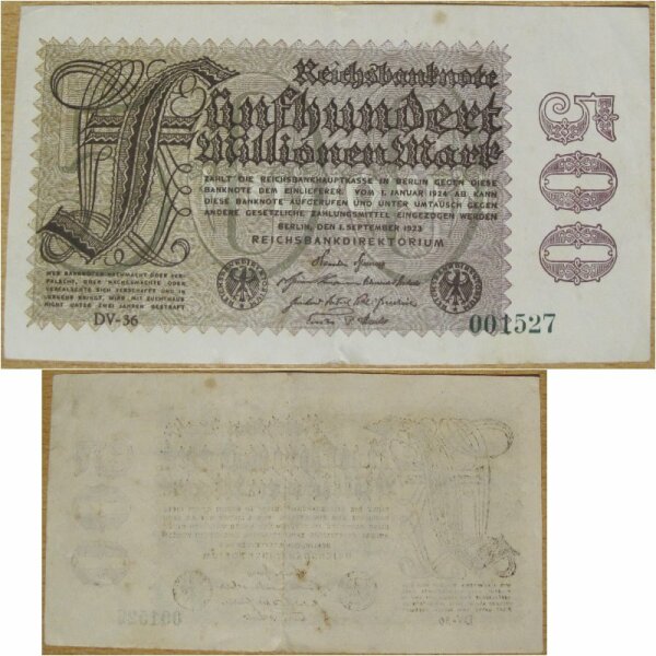 Reichsbanknote 500 Mio Mark 1923 Ro. 109d