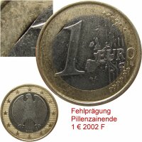 Deutschland 1 Euro 2002 F Fehlprägung Zainende Pille