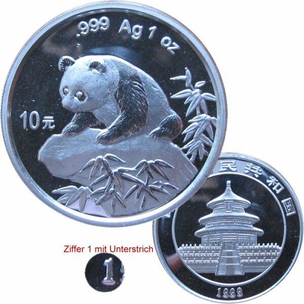 China 10 Yuan Panda 1999 1 OZ Silber SD