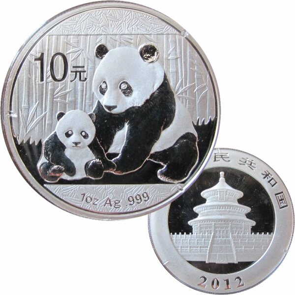 China 10 Yuan Panda 2012 1 OZ Silber