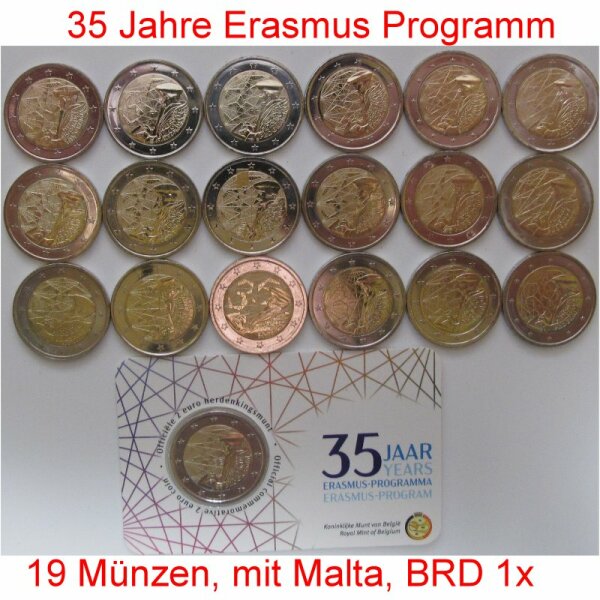19 x 2 Euro 2022 Erasmus jede Münze 1x
