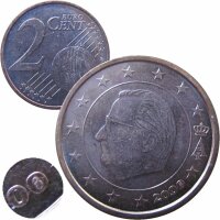 Belgien 2 Cent 2000 Fehlprägung Pickel in Null