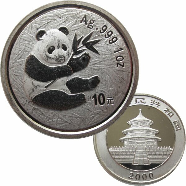 China 10 Yuan Panda 2000 1 OZ Silber Frosted "B"