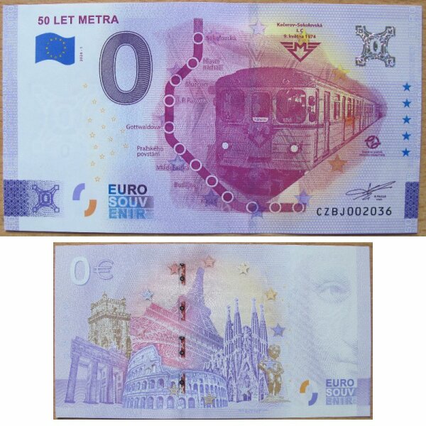 Null Euro Souvenir 0€ 2023 CZ 50 Jahre Metro