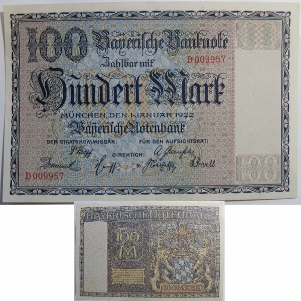 Bayerische Notenbank 100 Mark 1922 Ro. 719