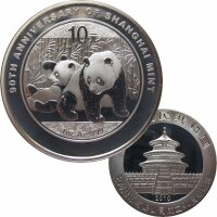 China 10 Yuan Panda 2010 1 OZ Silber 90 Jahre Shanghai Mint