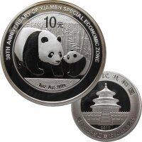 China 10 Yuan Panda 2011 1 OZ Silber 30 Jahre Xiamen...