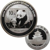 China 10 Yuan Panda 2012 1 OZ Silber 20 Jahre Xi Hua Bank