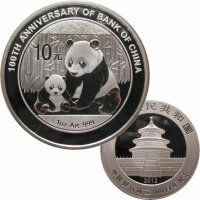 China 10 Yuan Panda 2012 1 OZ Silber 100 Jahre Bank of China