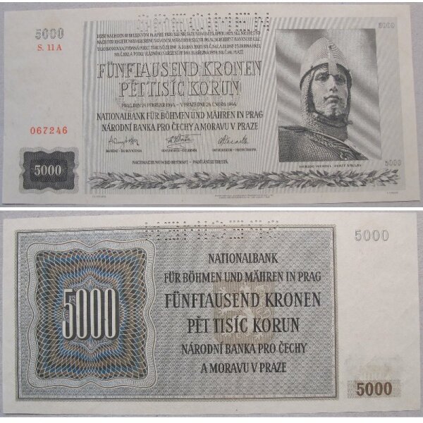 Böhmen und Mähren 5000 Kronen 1944 P. 17 Cechy a Morava
