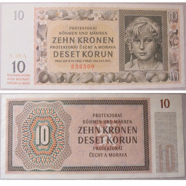 Böhmen und Mähren 10 Kronen 1942 P. 8 Cechy a Morava