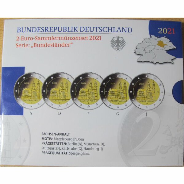 Deutschland 2 Euro Set 2021 Magdeburger Dom pp