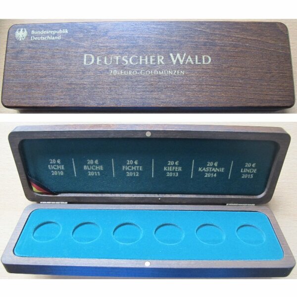 Holz Box für 20 Euro Gold Münzen Deutscher Wald 2010-2015
