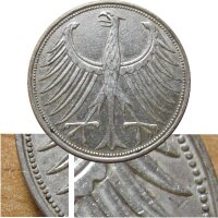Deutschland 5 DM Silberadler 1958 J selten J. 387