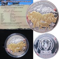 Ruanda 1000 Francs 2011 - 3 OZ Silber Nashorn /...
