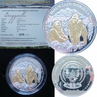 Ruanda 3 OZ 2008 Gorilla / Berggorilla Silber proof