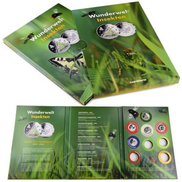 Leuchtturm Münzalbum für 9 x 5 Euro Wunderwelt Insekten