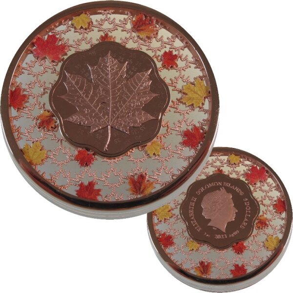 Salomonen 5 Dollars 2023 Filigree Maple Leaf - 2 OZ Silber