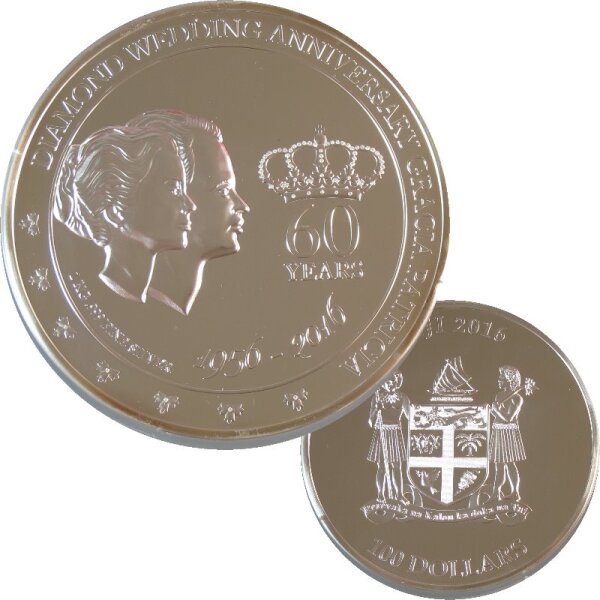 Fiji 100 Dollars 2016 Grace Kelly Diamond Wedding 1 kg Silber