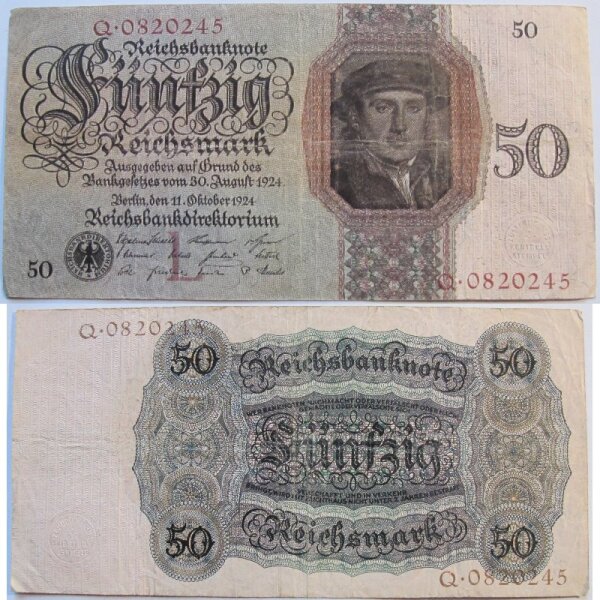 Reichsbanknote 50 Reichsmark 1924 Ro. 170 Grab. DEU-176