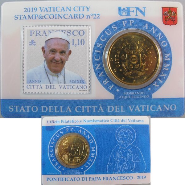 Vatikan 50 Cents 2019 Coincard Nr. 22 mit BM
