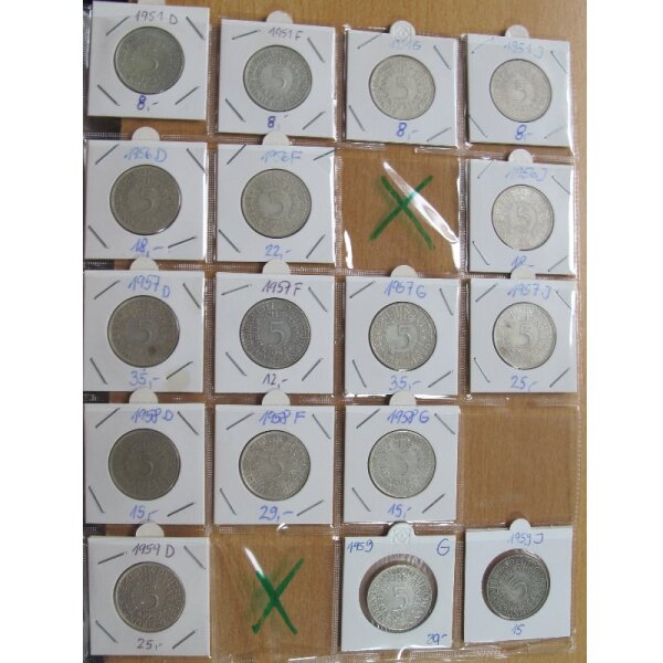 Deutschland 5 DM Silberadler 1951-1974 (72 x ) J. 387