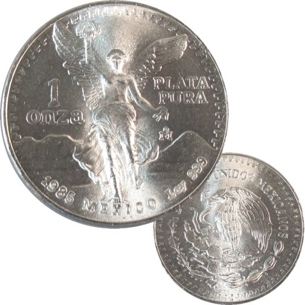 Mexiko Libertad 1985 Silber 1 OZ Siegesgöttin