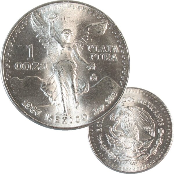 Mexiko Libertad 1986 Silber 1 OZ Siegesgöttin