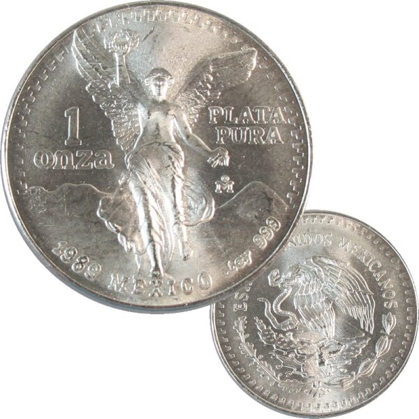 Mexiko Libertad 1989 Silber 1 OZ Siegesgöttin