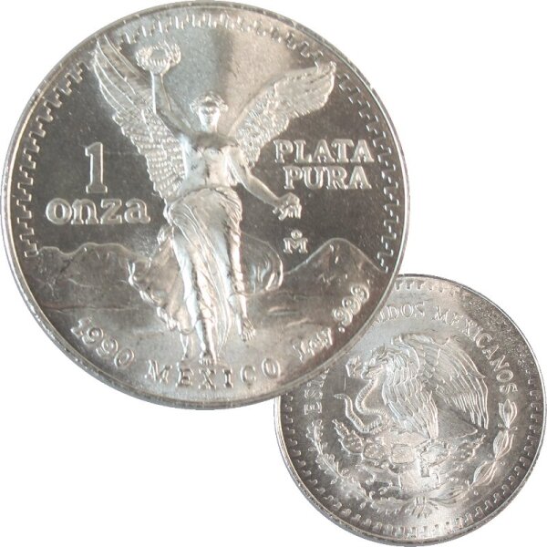 Mexiko Libertad 1990 Silber 1 OZ Siegesgöttin