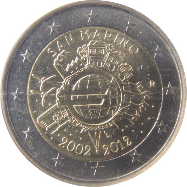 San Marino 2 Euro 2012 10 Jahre Eurobargeld lose