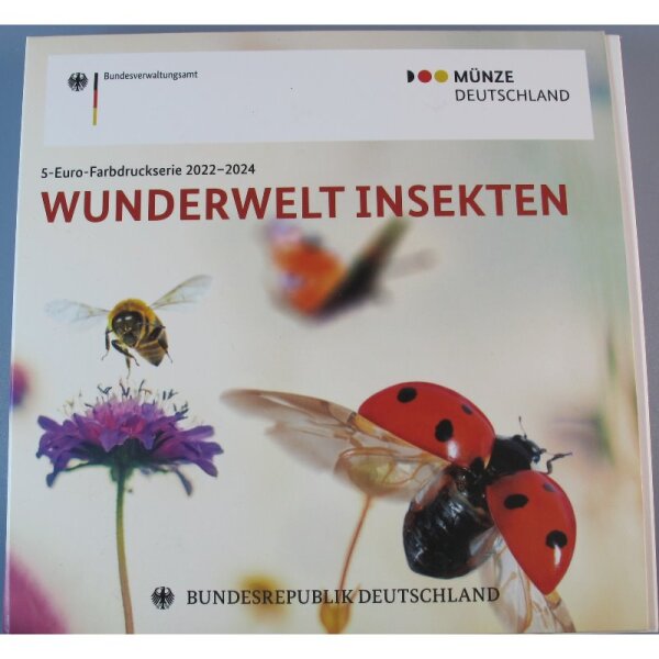 Münz Sammelbuch für 9 x 5 Euro Wunderwelt Insekten Münze Deutschland